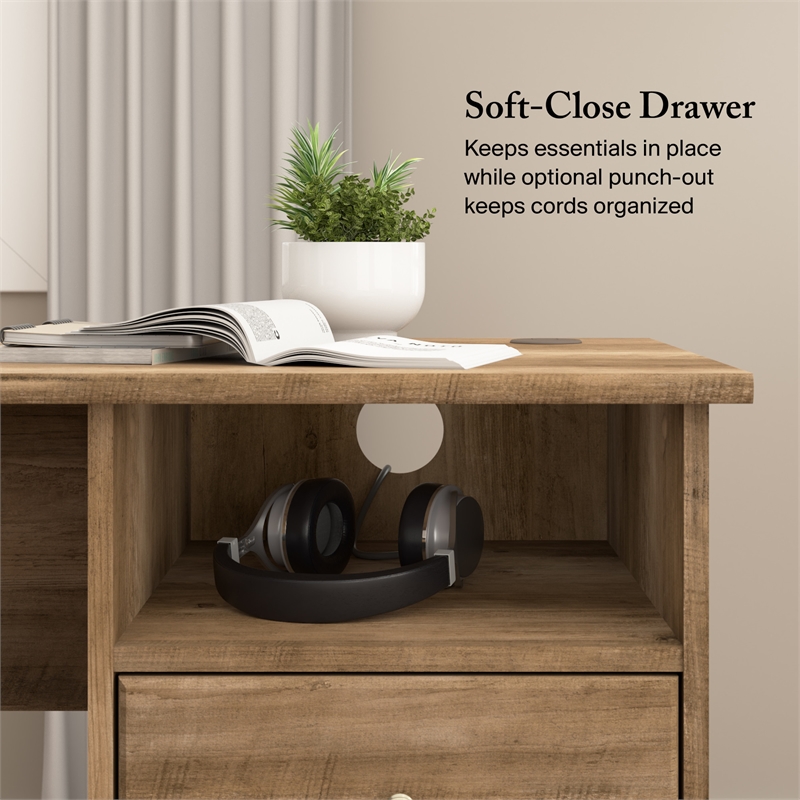 Cabot 60W L Computer Desk with Storage in Reclaimed Pine - Engineered Wood