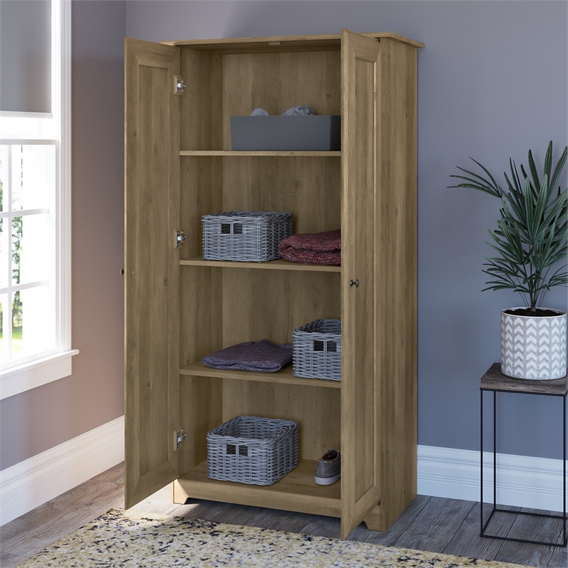 Cabot Tall Storage Cabinet With Doors In Reclaimed Pine Engineered Wood 1502