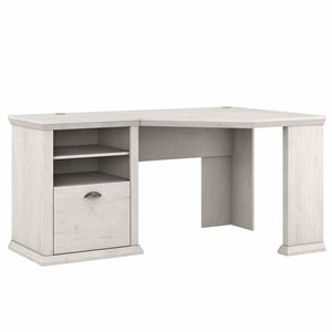 yorktown 60w corner desk with storage in linen white oak - engineered wood