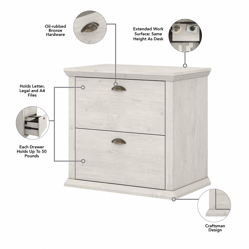 Yorktown 2 Drawer Lateral File Cabinet in Linen White Oak - Engineered Wood