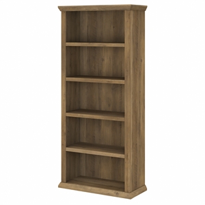 yorktown tall 5 shelf bookcase in reclaimed pine - engineered wood