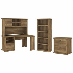 yorktown corner desk with hutch and storage in reclaimed pine - engineered wood
