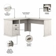 Yorktown L Shaped Desk with Hutch & Storage in Linen White Oak - Engineered Wood