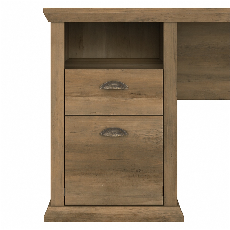 Yorktown 50W Home Office Desk with Bookcase in Reclaimed Pine - Engineered Wood