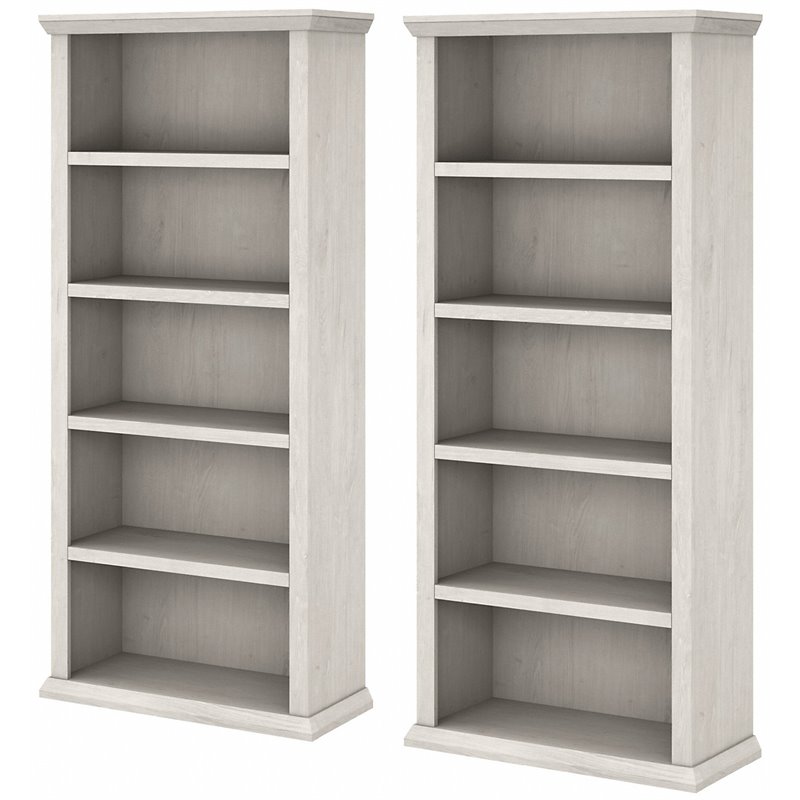 Yorktown 5 Shelf Bookcases Set Of 2, Bush Furniture Universal 5 Shelf Bookcase With Doors