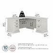 Bush Furniture Saratoga L Shaped Computer Desk with Drawers in Linen White