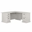Bush Furniture Saratoga L Shaped Computer Desk with Drawers in Linen White