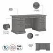 Bush Furniture Saratoga Executive Desk with Drawers in Modern Gray
