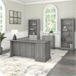 Saratoga L Shaped Desk with Storage Set in Modern Gray - Engineered Wood