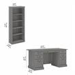 Saratoga Executive Desk and Bookcase Set in Modern Gray - Engineered Wood