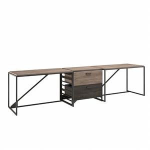 Bush Furniture Refinery 2 Person Desk Set with File Cabinet - Engineered Wood