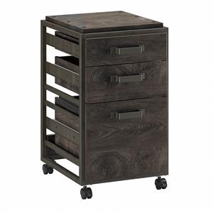 refinery 3 drawer mobile file cabinet in dark gray hickory - engineered wood