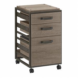 refinery 3 drawer mobile file cabinet in restored gray - engineered wood