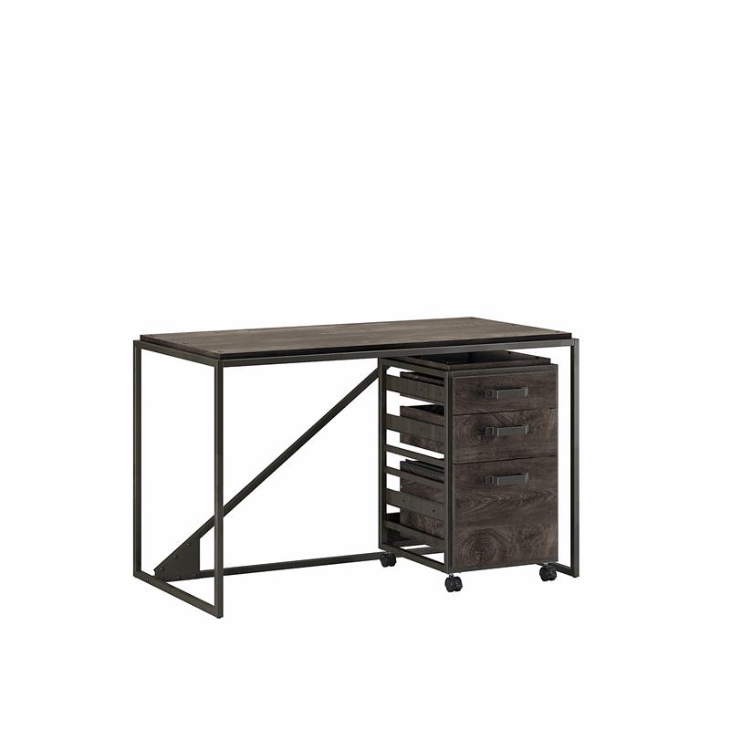Refinery 50W Industrial Desk with Drawers in Dark Gray Hickory ...