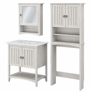 Bush Salinas Engineered Wood Vanity Sink with Mirror in White