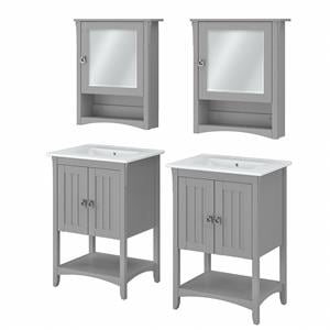 Bush Salinas Engineered Wood Double Vanity Set with Sinks in Gray