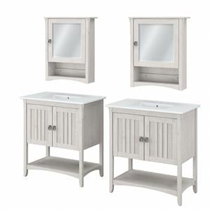 Bush Salinas Engineered Wood Double Vanity Set with Sinks in White