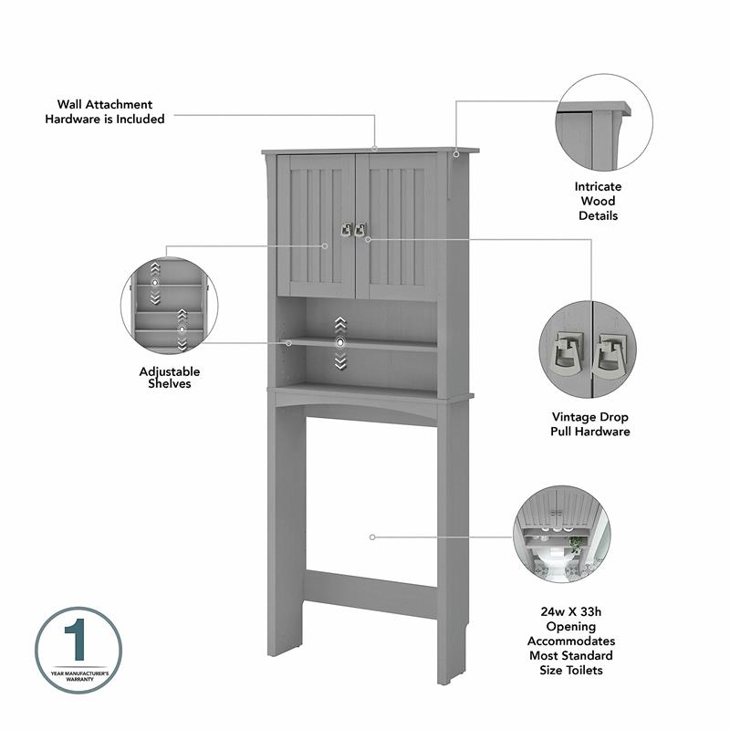 White Wood 2 -Tier Toilet Bathroom Spacesaver Storage Shelf