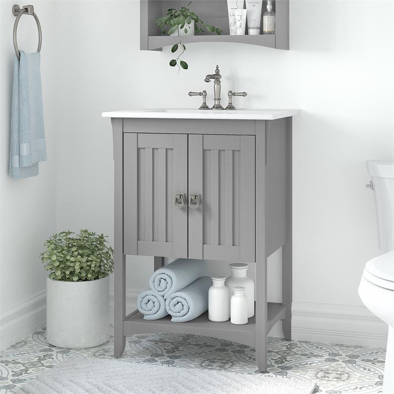 Salinas 24W Bathroom Vanity with Sink in Cape Cod Gray Engineered
