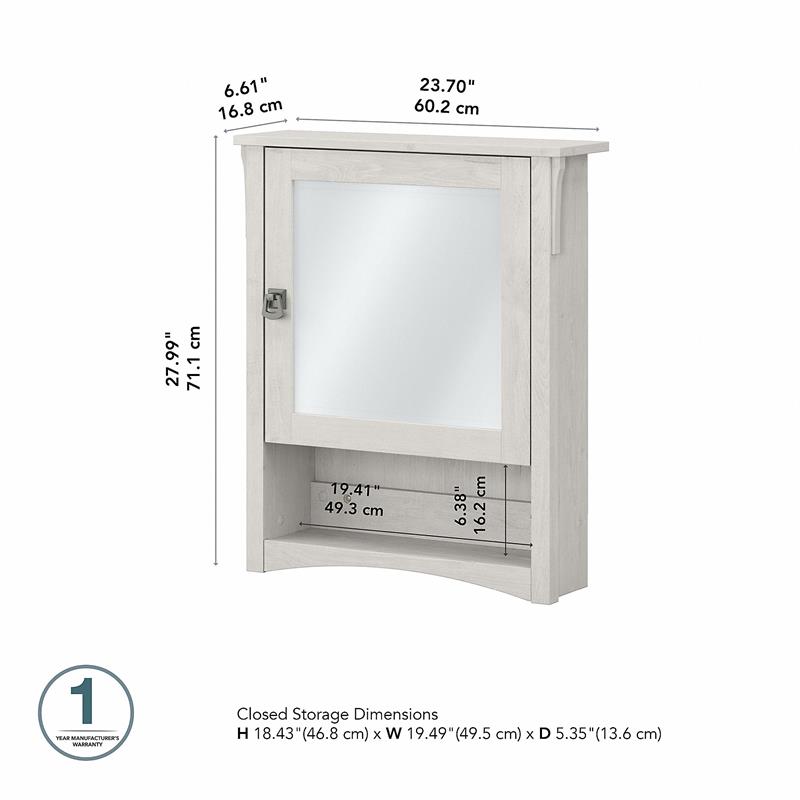 Salinas Bathroom Medicine Cabinet with Mirror in Linen White - Engineered Wood