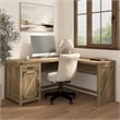 Bush Furniture Knoxville 60W L Shaped Desk with Cabinet in Reclaimed Pine