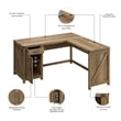 Bush Furniture Knoxville 60W L Shaped Desk with Cabinet in Reclaimed Pine