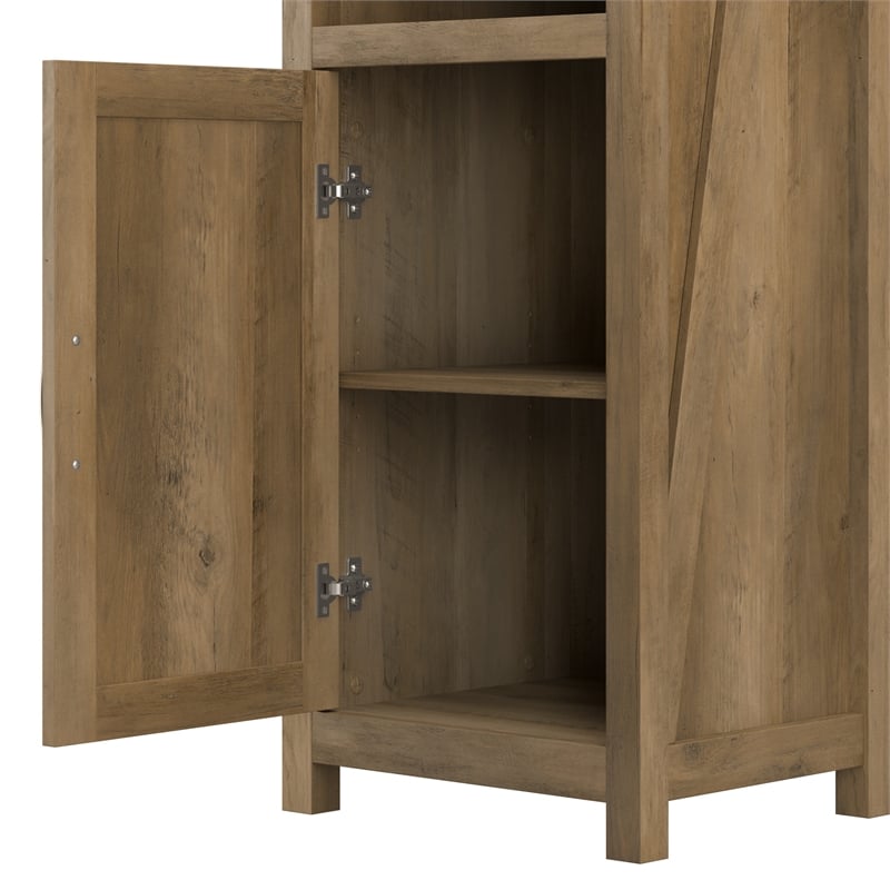 Bush Furniture Knoxville 60W L Shaped Desk with Cabinet in Reclaimed Pine
