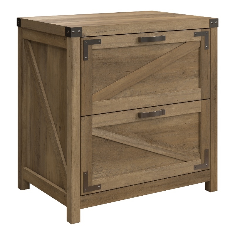 Bush Furniture Knoxville 2 Drawer Lateral File Cabinet in Reclaimed Pine