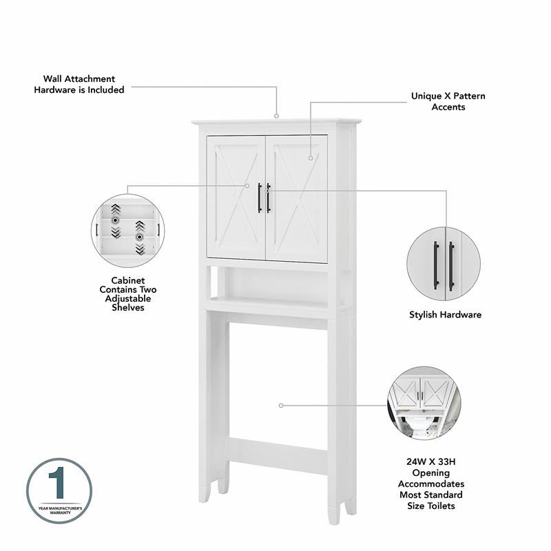 Bush Key West Engineered Wood & Linen Cabinet and Space Saver in White Ash