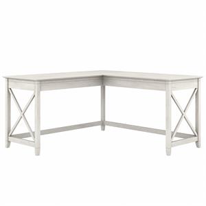 Key West 60W L Shaped Desk in Linen White Oak - Engineered Wood