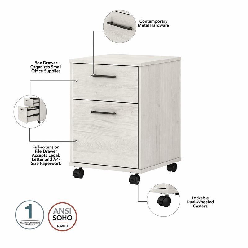 Key West 2 Drawer Mobile File Cabinet, 2 Drawer White File Cabinet With Wheels