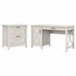 Key West 54W Computer Desk with Lateral File Cabinet in White - Engineered Wood