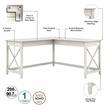 Key West 60W L Shaped Desk with Drawers and Bookcase in White - Engineered Wood