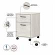 Key West 60W L Shaped Desk with Drawers and Bookcase in White - Engineered Wood