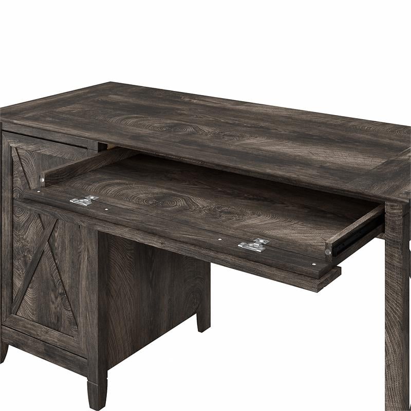 Bush Key West Engineered Wood Computer Desk and Chair Set in Dark Gray Hickory