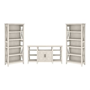 Key West Tall TV Stand with Set of 2 Bookcases
