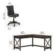 Bush Key West Engineered Wood L-Shaped Desk and Chair Set in Dark Gray Hickory