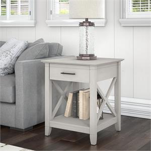 Key West End Table with Storage in Linen White Oak - Engineered Wood