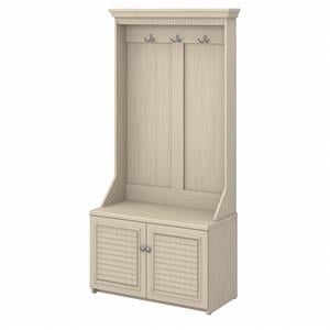 Fairview Hall Tree with Shoe Storage Bench in Antique White - Engineered Wood
