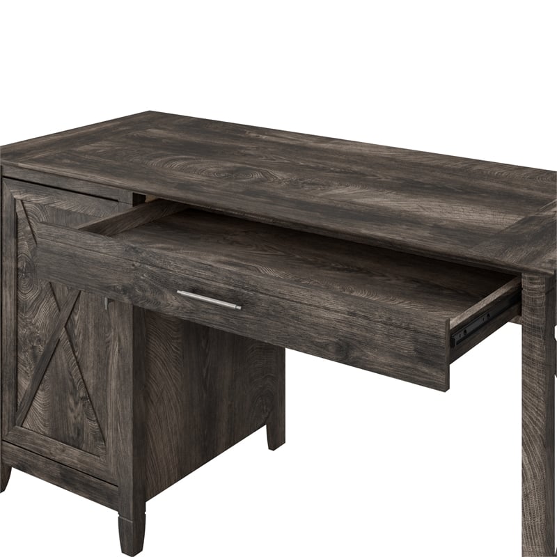 Key West Computer Desk with Keyboard Tray in Dark Gray Hickory - Engineered Wood