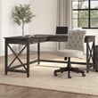 Key West 60W L Shaped Desk in Dark Gray Hickory - Engineered Wood