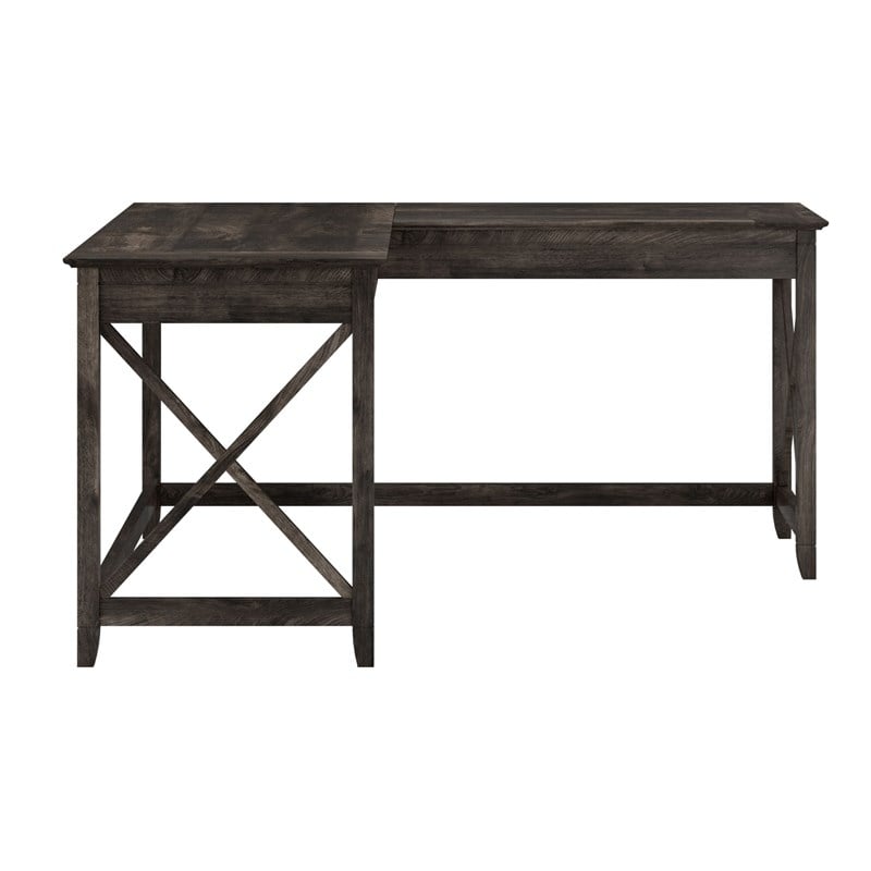 Key West 60W L Shaped Desk in Dark Gray Hickory - Engineered Wood