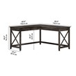 Key West 60W L Shaped Desk in Dark Gray Hickory - Engineered Wood