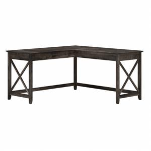 Key West 60W L Shaped Desk in Dark Gray Hickory - Engineered Wood