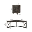 Key West L Shaped Desk with Lateral File Cabinet in Dark Gray - Engineered Wood