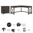 Key West L Shaped Desk with Lateral File Cabinet in Dark Gray - Engineered Wood
