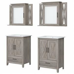 Bush Key West Engineered Wood Double Vanity Set with Sinks in Driftwood Gray