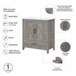 Bush Key West Engineered Wood Vanity Set with Linen Tower in Driftwood Gray