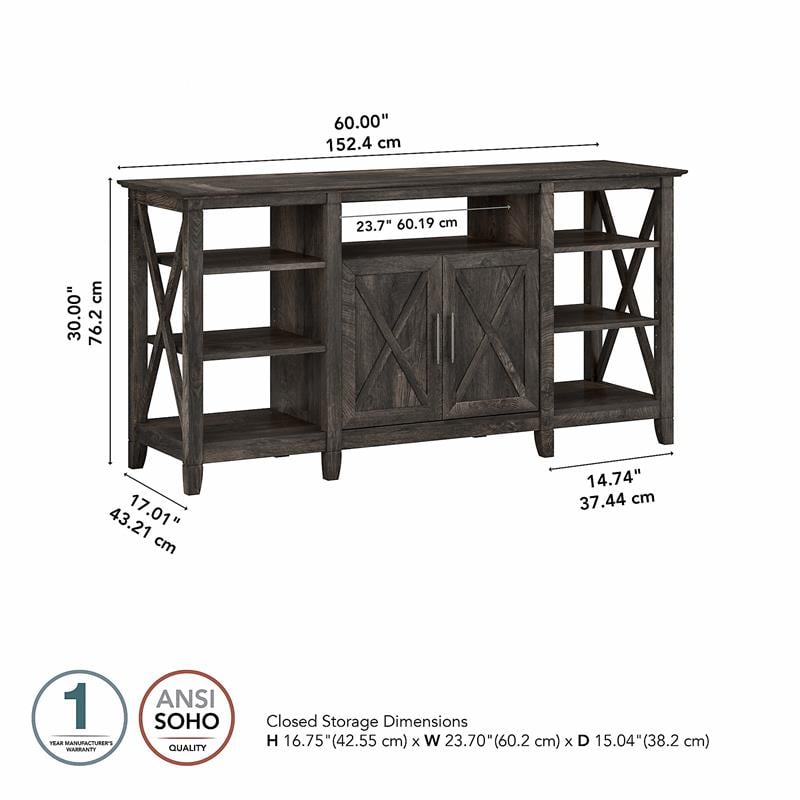 Key West Tall TV Stand for 65 Inch TV in Dark Gray Hickory - Engineered ...