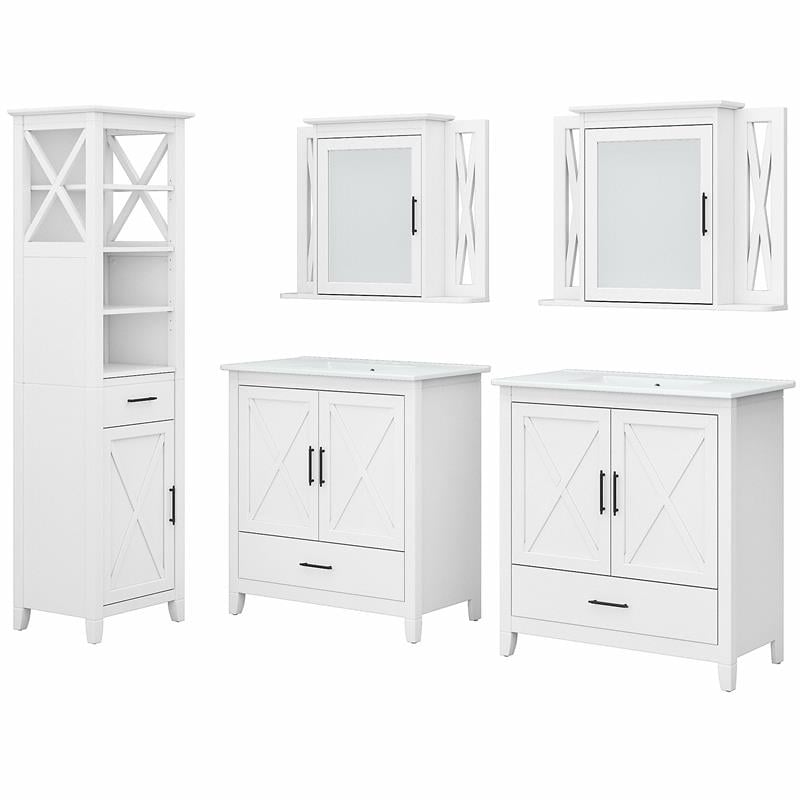 Key West 64w Double Vanity Set With, Vanity With Linen Tower